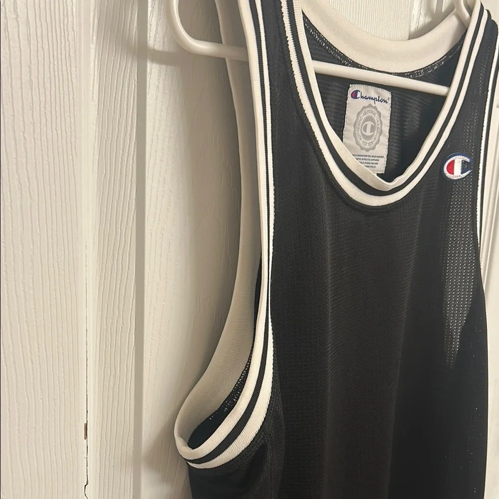 Champion Black White Athletic Tank Top Polyester Size Medium - Picture 8 of 8